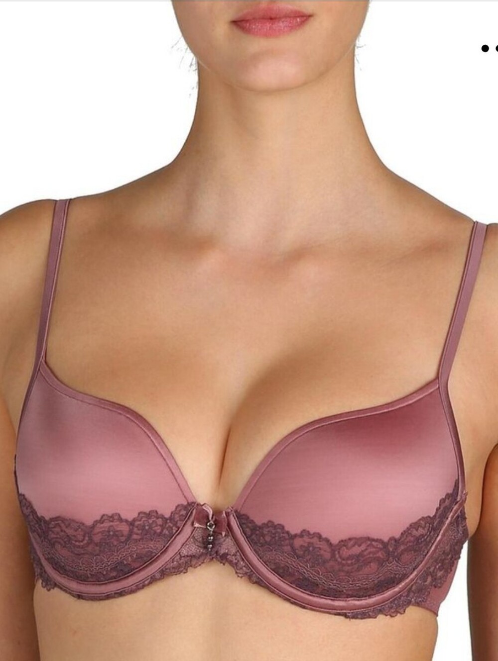 Marie Jo Dauphine Satin Lace Underwire Bra. "Lady Shadow" .Pinkish Brown. 34C.